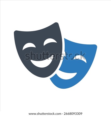 Drama comedy acting masks or theater mask icon