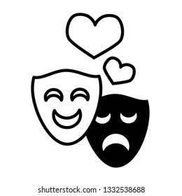 drama comedy masks hearts