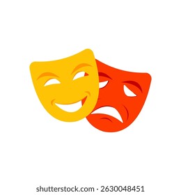 Ícone da máscara de teatro de comédia e drama. Ícones de máscaras teatrais. Ilustração vetorial