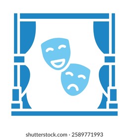 Drama dual tone blue color, mini illustration icon. use for modern concept, print, UI, UX kit, web and app development. Vector EPS 10, related to entertainment, festival, funfair and hobbies.