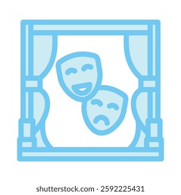 Drama dual tone blue color, mini illustration icon. use for modern concept, print, UI, UX kit, web and app development. Vector EPS 10, related to entertainment, festival, funfair and hobbies.