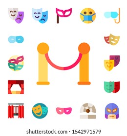 drama icon set. 17 flat drama icons.  Simple modern icons about  - theater, mask, masks, velvet, curtain