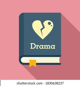 Drama literary genre book icon. Flat illustration of drama literary genre book vector icon for web design