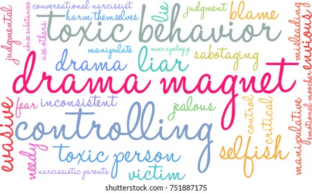 Drama Magnet word cloud on a white background. 