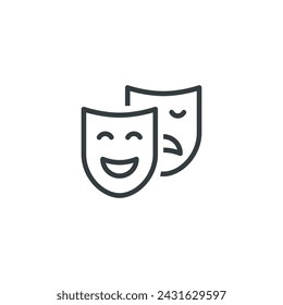 Drama mask acting theater comedy icon, vector illustration