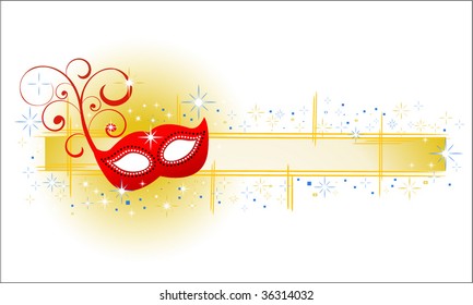 drama mask banner and stars