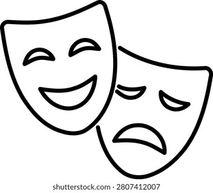 Drama masks icon illustration representing comedy and tragedy theatrical performance symbols