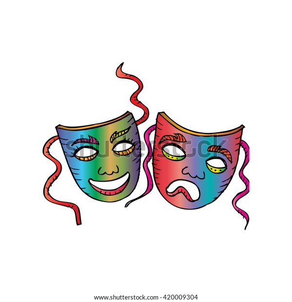 Drama Masks Sketch Stock Vector (Royalty Free) 420009304