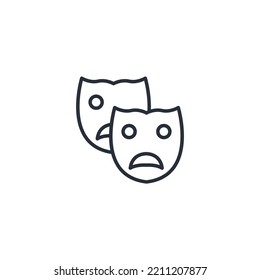 drama masks thin line icons. Vector illustration isolated on white. Editable stroke.