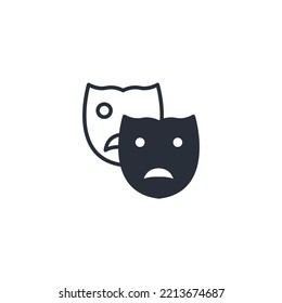 drama masks thin line icons. Vector illustration isolated on white. Editable stroke.