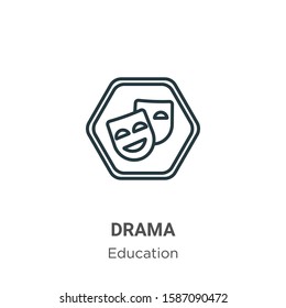Drama outline vector icon. Thin line black drama icon, flat vector simple element illustration from editable education concept isolated on white background