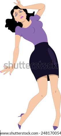 Drama Queen. Young woman dramatically fainting, vector illustration, no transparencies 