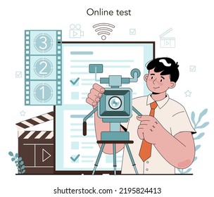 Drama School Club Online Service Or Platform. Students Playing Roles In A School Play. Young Actors Performing On Stage. Online Test. Flat Vector Illustration