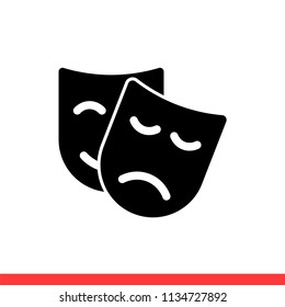 Drama vector icon, happy sad symbol. Simple, flat design for web or mobile app