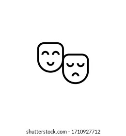 Drama vector icon in linear, outline icon isolated on white background