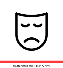 Drama vector icon, sad symbol. Simple, flat design for web or mobile app