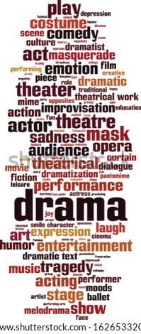Drama word cloud concept. Collage made of words about drama. Vector illustration