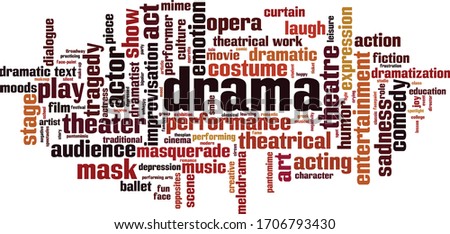 Drama word cloud concept. Collage made of words about drama. Vector illustration