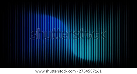 Dramatic abstract blue wave dark background vertical stripes electric glow
