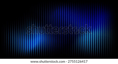 Dramatic abstract blue wave dark background vertical stripes electric glow