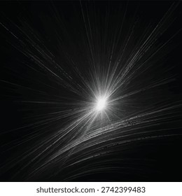 Dramatic abstract composition featuring an intense radiant light burst emerging from a dark space environment. This high-impact luminous beam effect creates a powerful sense of motion, speed, and explosive energy. The glowing central flare radiates dynamic streaks across a deep black backdrop, symbolizing breakthrough moments, grand finales, success celebrations, and futuristic transformation concepts. Ideal for cinematic posters, sci-fi themes, technology presentations, gaming visuals, music event promotions, and motivational campaign designs. The energetic illumination and motion blur lines evoke innovation, power, and climax intensity, making it perfect for digital banners, video intros, branding materials, and high-performance concept artwork.