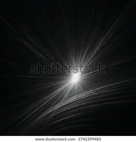 Dramatic abstract composition featuring an intense radiant light burst emerging from a dark space environment. This high-impact luminous beam effect creates a powerful sense of motion, speed, and explosive energy. The glowing central flare radiates dynamic streaks across a deep black backdrop, symbolizing breakthrough moments, grand finales, success celebrations, and futuristic transformation concepts. Ideal for cinematic posters, sci-fi themes, technology presentations, gaming visuals, music event promotions, and motivational campaign designs. The energetic illumination and motion blur lines evoke innovation, power, and climax intensity, making it perfect for digital banners, video intros, branding materials, and high-performance concept artwork.