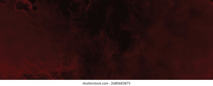Dramatic abstract painting with intense red tones and black accents