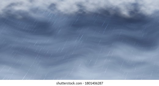 Dramatic autumn sky, It is raining. Stormy clouds in dark sky, vector background, EPS10