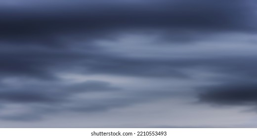 Dramatic autumn sky, stormy clouds in dark sky, vector background