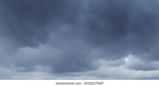 Dramatic autumn sky, stormy clouds in dark sky, vector background