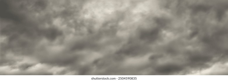 Dramatic autumn sky, stormy clouds in dark sky, vector background