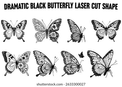 Dramatic Black Butterfly Laser Cut Shape