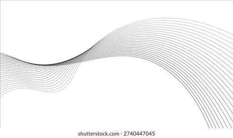 Dramatic black line art showing twisting fluid motion on white canvas for classic contemporary graphic elements