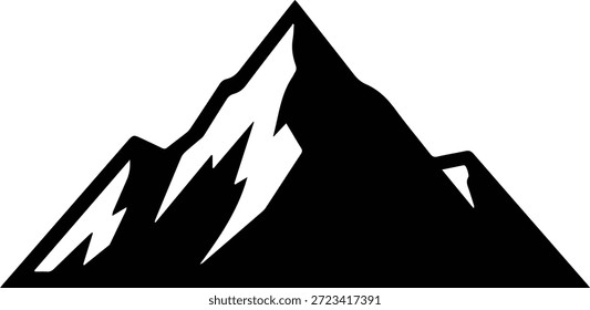 Dramática silueta negra de la escarpada cordillera con picos afilados y textura escarpada que sugiere la naturaleza y el deporte extremo