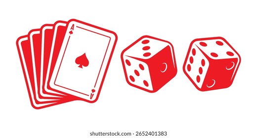 Um close-up dramático revela jogar cartas e dados, capturando a emoção do acaso e do jogo.