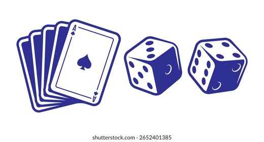 Um close-up dramático revela jogar cartas e dados, capturando a emoção do acaso e do jogo.