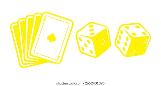 Um close-up dramático revela jogar cartas e dados, capturando a emoção do acaso e do jogo.