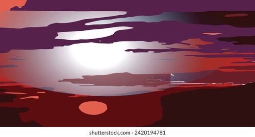 Dramatic Colored Sunset Sky over the Mediterranean Sea. Clouds with Sunlight. Cloudscape Nature Background. Panorama