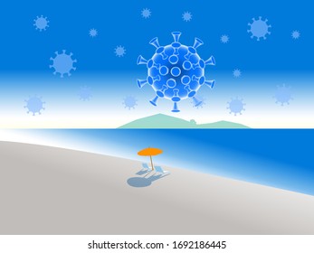 Dramatic corona effect and crises on tourism. Coronavirus outbreak. Coronavirus danger and public health risk disease and flu outbreak. Horizontal Vector illustration

