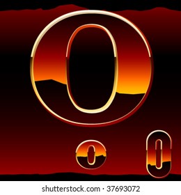 Dramatic dark sunset  styled alphabet letter o