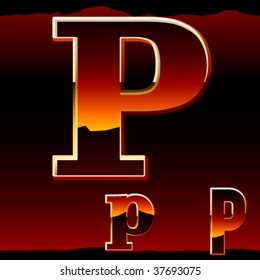 Dramatic dark sunset  styled alphabet letter p