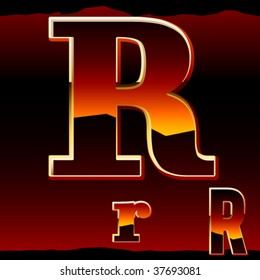 Dramatic dark sunset  styled alphabet letter r