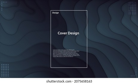 Dramatic dark wavy abstract background with fluid motion effect, perfect for edgy cover designs, music industry visuals, and moody branding projects in editable vector format