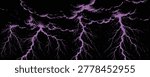 A dramatic illustration of intense purple lightning bolts discharging from heavy, dark storm clouds against a solid black background, digital art style.