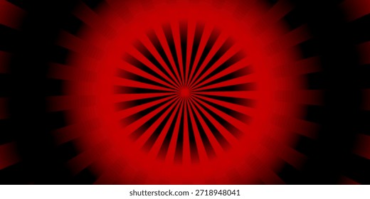 Fundo abstrato de estouro radial vermelho e preto dramático com raios espirais hipnóticos a partir do centro, design de alto contraste ousado para temas de horror, rock, visuais de jogos e conceitos gráficos poderosos.