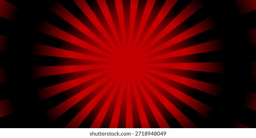 Fundo abstrato de estouro radial vermelho e preto dramático com raios espirais hipnóticos a partir do centro, design de alto contraste ousado para temas de horror, rock, visuais de jogos e conceitos gráficos poderosos.