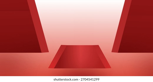 Dramático escenario de Producto geométrico rojo Abstractas telón de fondo cinematográfico con resplandor Spotlight