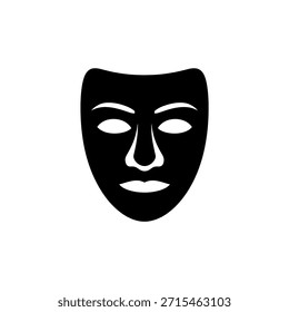 Dramatic silhouette depicting a mask shape with facial features like eyes, nose, and lips, set against a transparent backdrop. Ideal for symbolic representations.