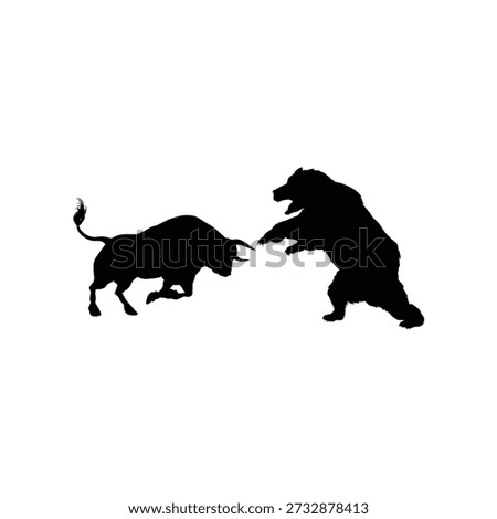 A dramatic silhouette depicts a confrontation between a bull and a bear