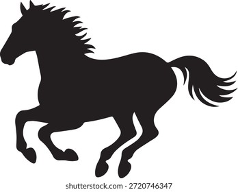 Dramática silueta de un caballo corriendo en una Ilustración vectorial